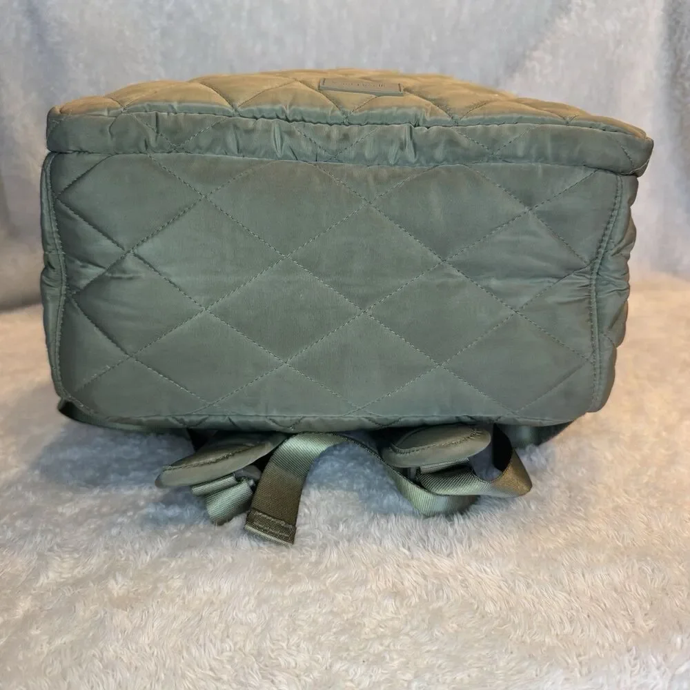 Vera Bradley quilted back pack olive leaf green with matching wallet lighten up